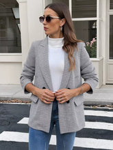 Houndstooth Patterned Double-Breasted Blazer OutfitFlow